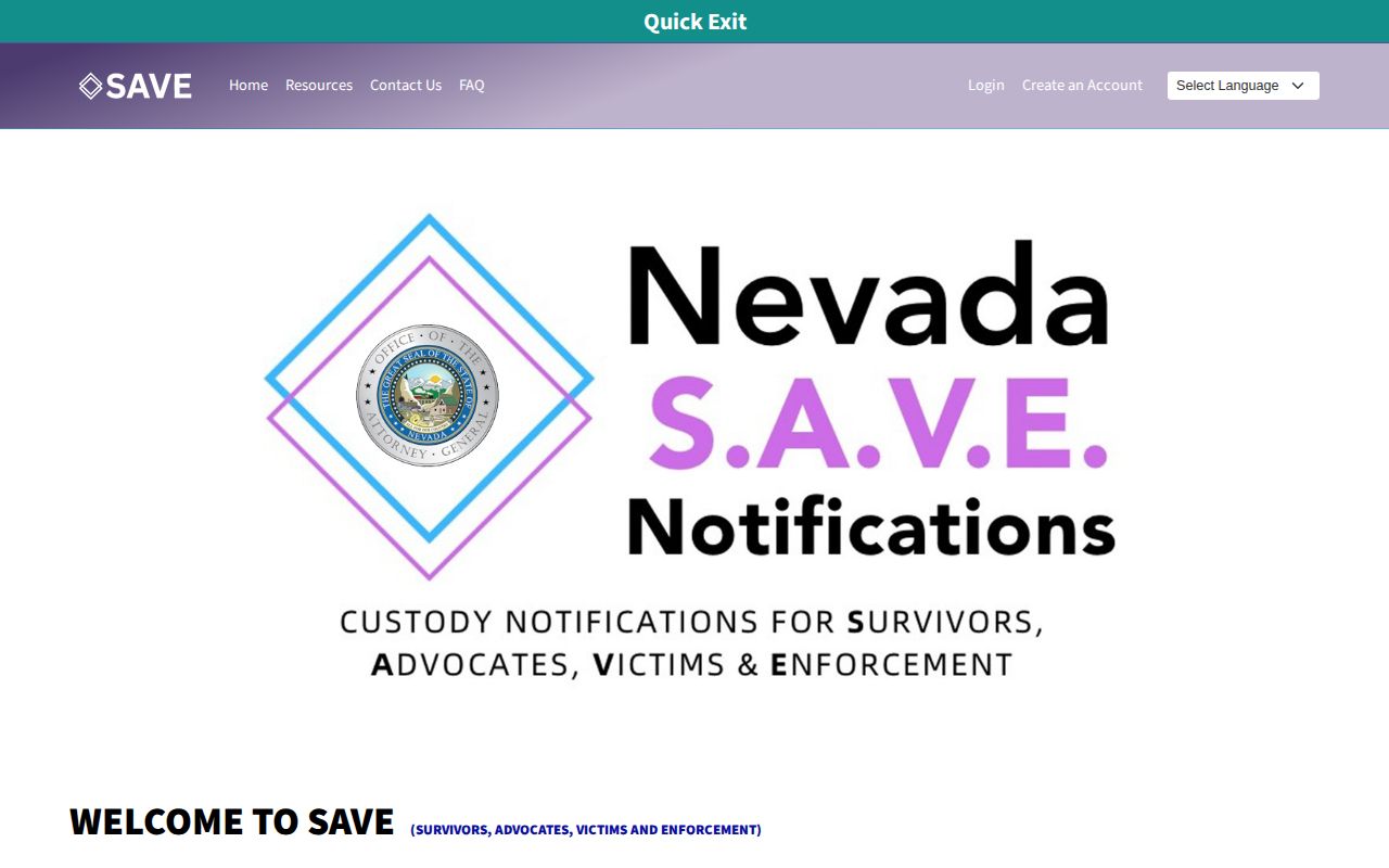 Clark County NV SAVE inmate release alert search